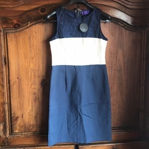 NWT blue and white dress with lace detail